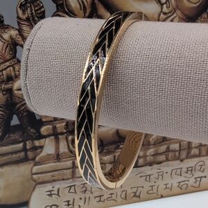 J. Crew Gold and Black Chevron Bangle